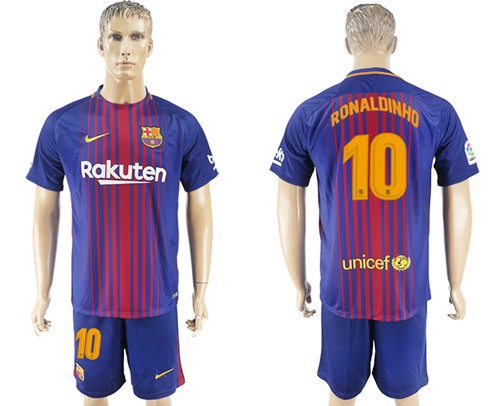 Barcelona #10 Ronaldinho Home Soccer Club Jersey - Click Image to Close